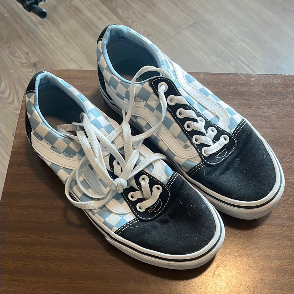 Women’s Vans Checkered Blue and Black Sneakers